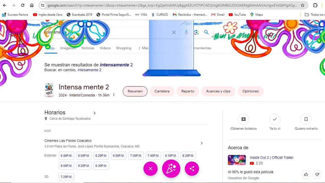 Animación de ‘Intensamente 2’ en Google. Foto: Captura de pantalla