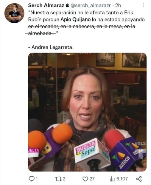 Reviven con memes beso de Erik Rubin y Apio Quijano tras terminar con Andrea Legarreta
