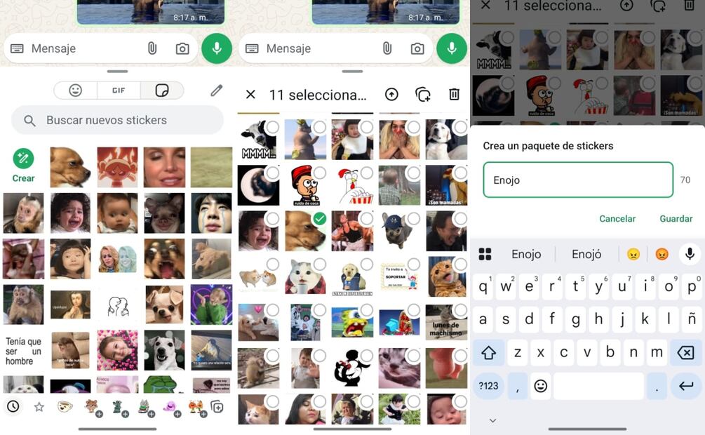 Paso a paso para clasificar tus stickers de WhatsApp. Imagen: captura de pantalla