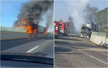 Cierran la autopista México-Cuernavaca por incendio de tráiler cargado con aerosoles VIDEO