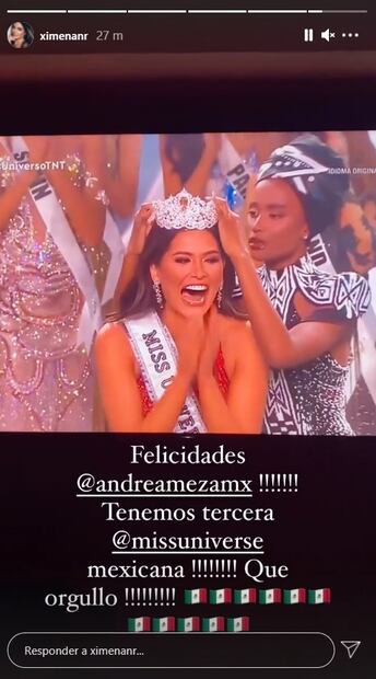 Miss Universo: Andrea Meza, felicitada por Lupita Jones y Ximena Navarrete