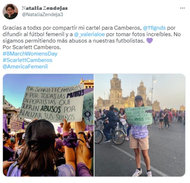 Scarlett Camberos recibió apoyo durante la marcha feminista del Día Internacional de la Mujer