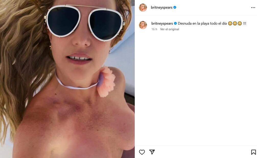 Britney Spears se destapa y se pone filtro en el rostro en México.