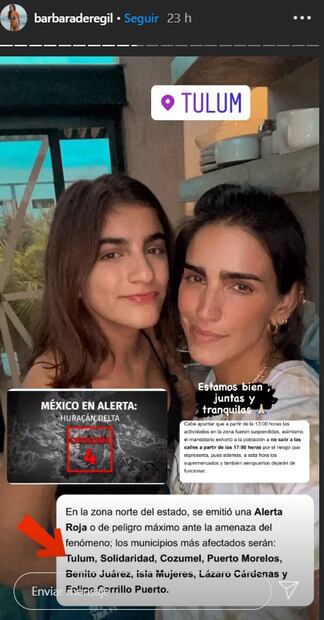 Bárbara de Regil sobrevive sin luz ni agua al huracán Delta