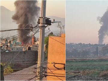 Se incendia taller clandestino de pirotecnia en Tultepec; mueren perros y gallos en el lugar