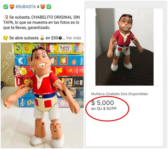 Ofertas por el juguete. Fotos: Facebook y Mercado Libre