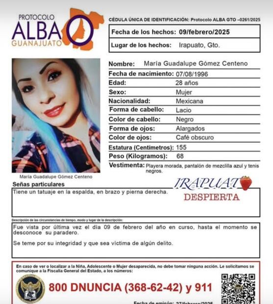 Fiscalía de Guanajuato activa el Protocolo Alba y la Alerta Amber para buscar a nueve mujeres desaparecidas; se teme por su integridad
