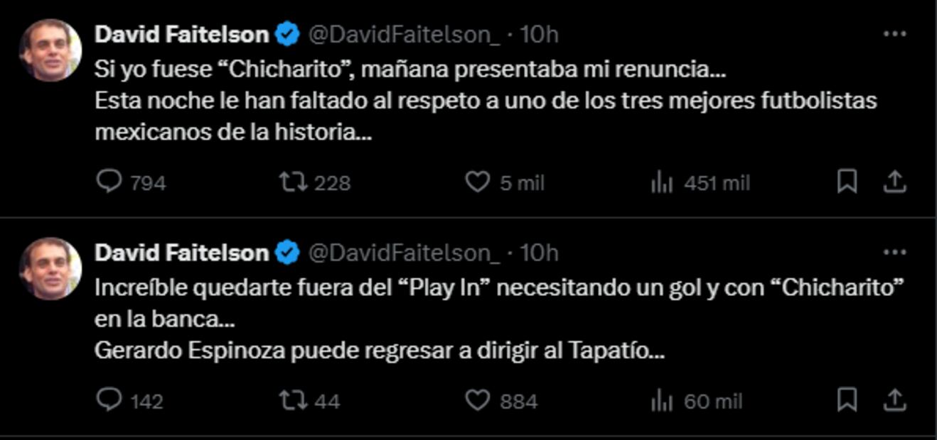 David Faitelson arremetió contra Gerardo Espinoza por dejar en la banca a Chicharito