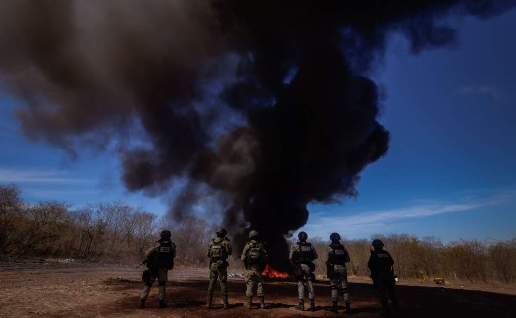 Destruyen toneladas de droga y maquinitas tragamonedas decomisadas en Sinaloa (20/02/2025). Foto: Oficial