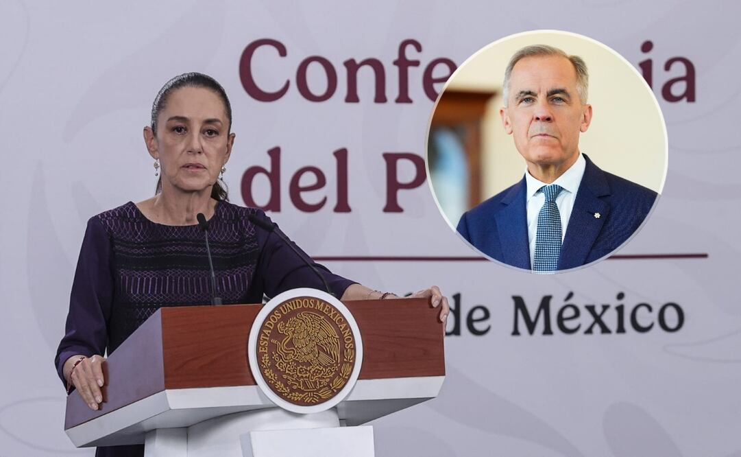 La Presidenta de México Claudia Sheinbaum Pardo y el primer ministro de Canadá, Mark Carney. Foto: Gabriel Pano / EL UNIVERSAL y AP