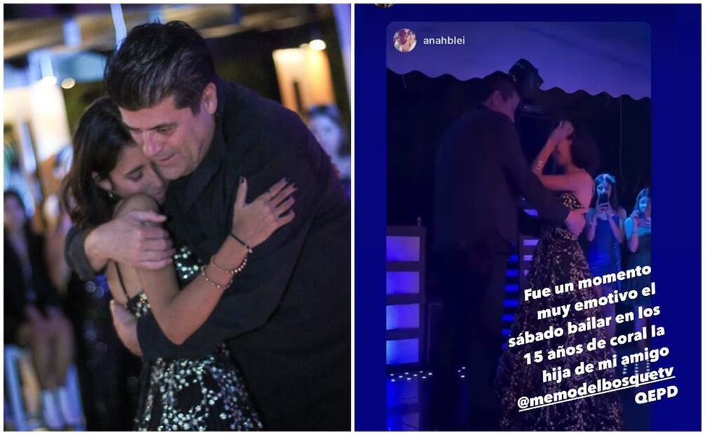 Coral, hija de Memo del Bosque, se conmueve hasta las lágrimas al bailar el vals con Jorge Van Rankin, amigo de su fallecido padre Memo del Bosque.