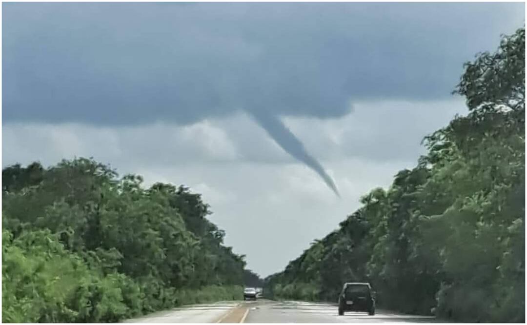 Así se ve el torbellino que se formó en el cielo de Yucatán este 8 de noviembre de 2024. Foto: Especial