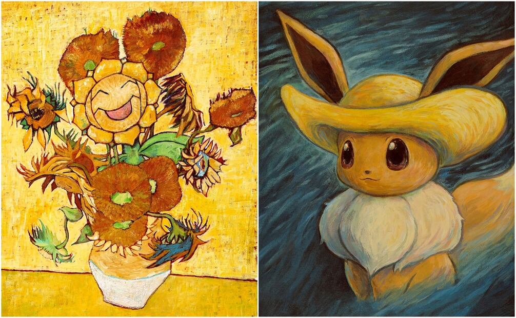 Obras que forman parte de la colección de Pokémon en el museo Van Gogh. Fotos: Redes sociales/créditos a quien corresponda
