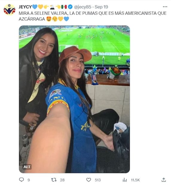 Selene Valera con la playera del América - Foto: @jecy85 en X