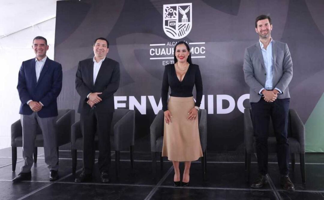 “Me uní con la iniciativa privada, con Banorte, el banco fuerte de México, que hoy va a ser el banco fuerte de la alcaldía Cuauhtémoc: Sandra Cuevas. Foto: EL UNIVERSAL