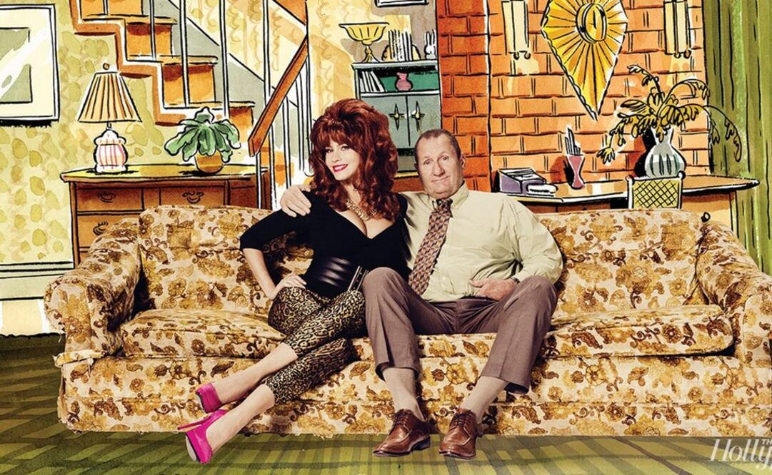 Sofía Vergara y Ed O'Neill se caracterizaron como Peggy y Al Bundy. FOTO: Especial The Hollywood Reporter 