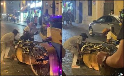VIDEO: Caballo de calesa se desploma de cansancio en Centro Histórico de Mérida