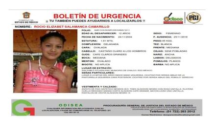 Desaparece menor de 12 años en Edomex