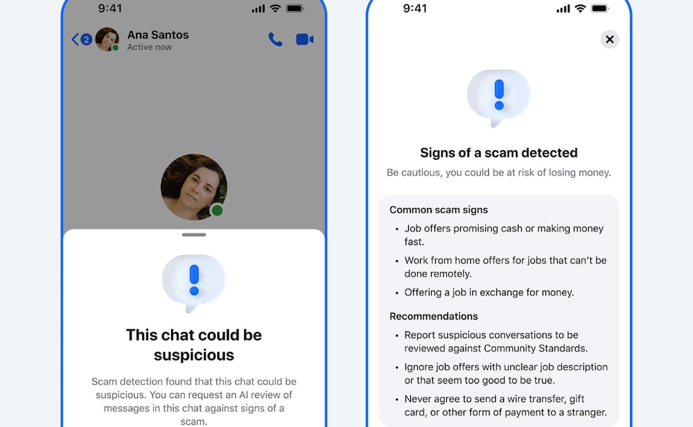 Meta manifiesta que para luchar contra las estafas se requiere de tecnología confiable, educación y concientización. Foto: Meta