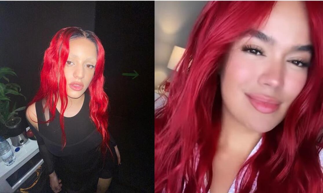 Rosalía y Karol G confirman que el tinte rojo intenso se apodera de las tendencias esta temporada / Fotos: Instagram @rosalia.tv / @karolg