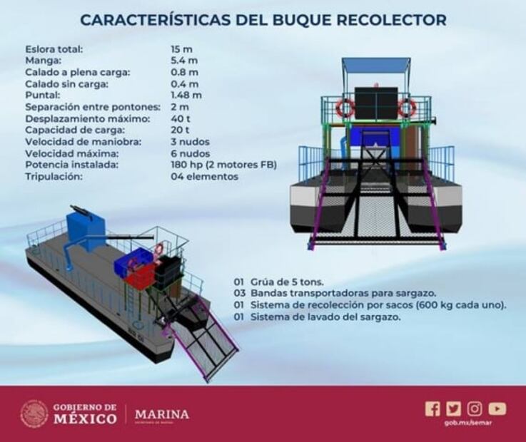 Marina construye 4 embarcaciones sargaceras en Coatzacoalcos