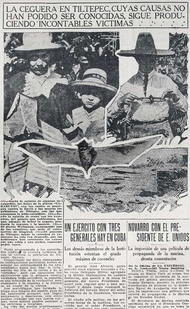 Nota de 1925, con la mención sobre los estragos de la emergencia sanitaria en Tiltepec, donde “la vida del pueblo prácticamente ha desaparecido a causa de la epidemia”. También se informó que los casos saltaron a otras zonas de Ixtlán del Río, Oaxaca. Foto: Hemeroteca EL UNIVERSAL.