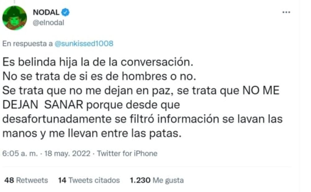 Nodal se lanza contra la mamá de Belinda: "20 años recogiendo los frutos de su hija hasta dejarla sin nada"