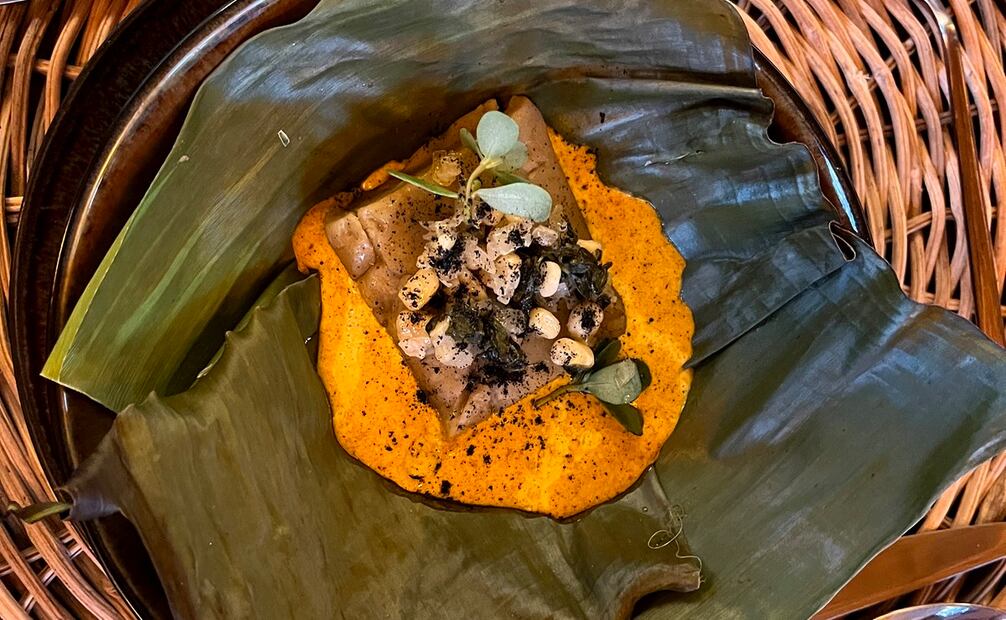 Tetela de chaya con ibes (frijol blanco) y queso sucilá. Foto: Fernanda OH / EL UNIVERSAL