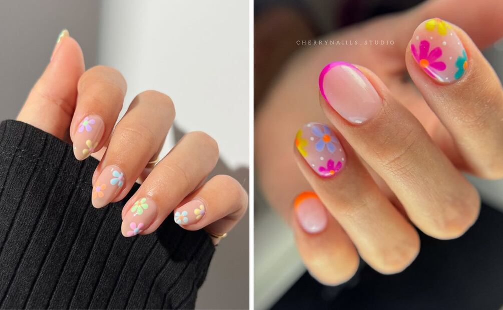 ¡Flores de varios colores en tu manicura! Foto: Instagram @samrosenails @cherrynaiils.studio