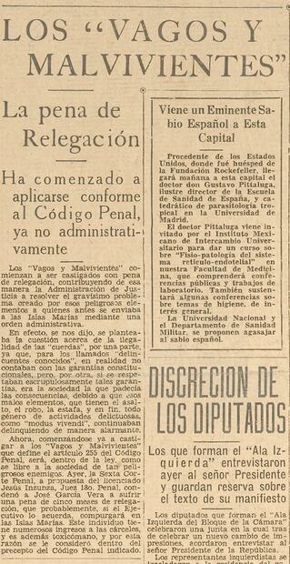 Fue durante la década de 1930 que el Código Penal capitalino puso en la mira a quienes "vagaran" por la ciudad. Hemeroteca EL UNIVERSAL.