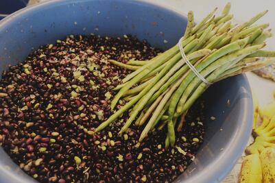 Prepara esta ensalada con requesón de almendra y frijoles mayas