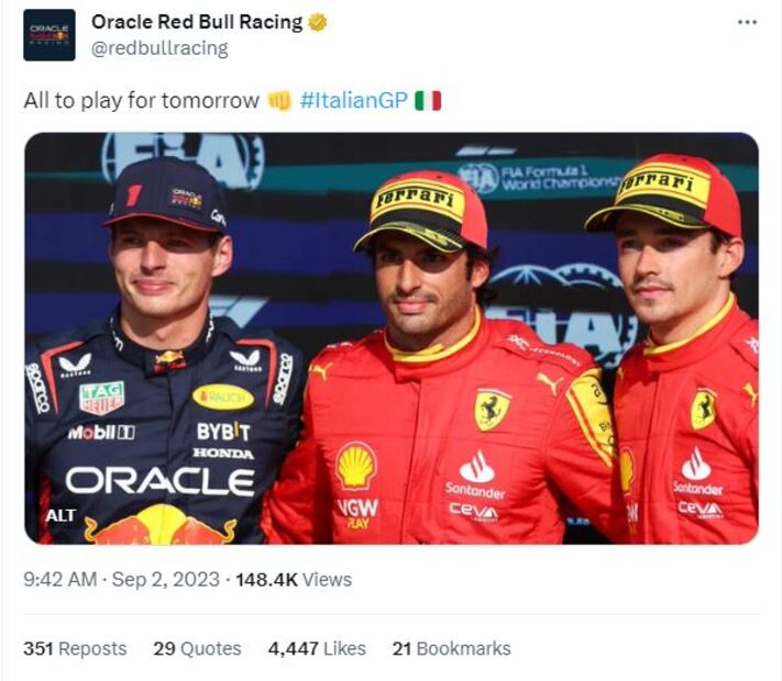 Tuit de Red Bull Racing