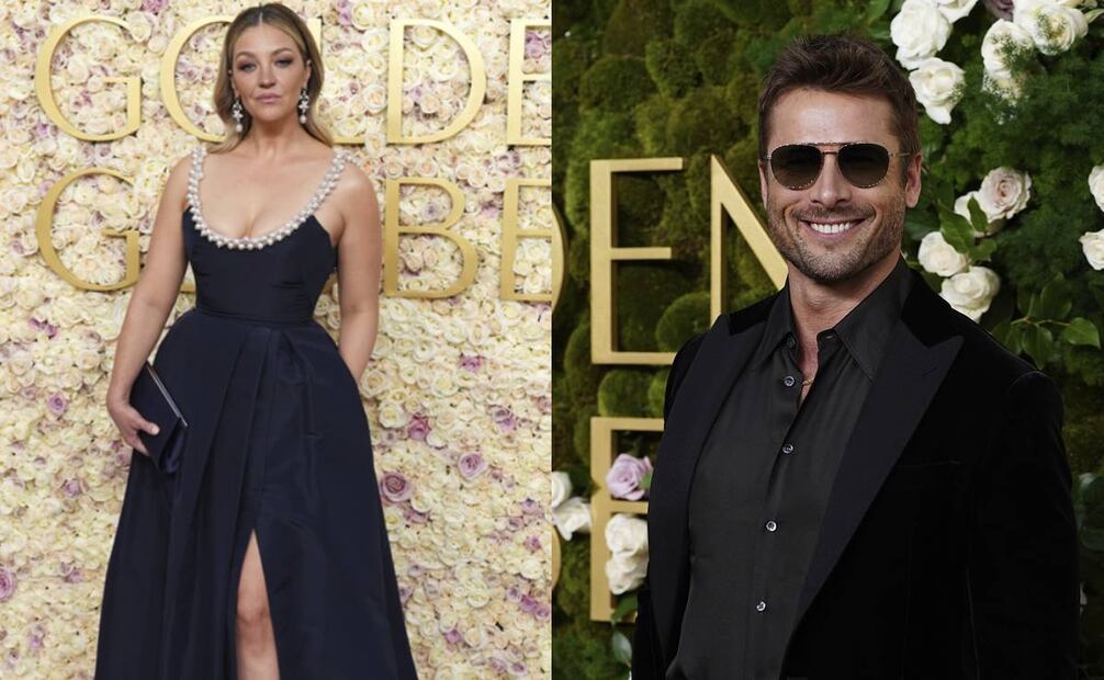 Abby Elliot y Glen Powell fueron una de las primeras estrellas en llegar. Foto: AP