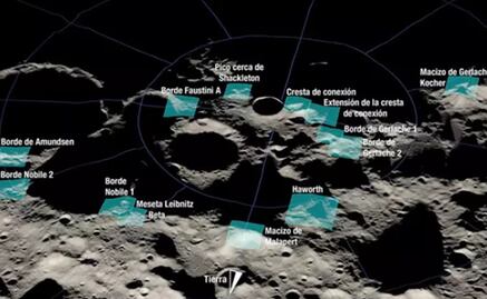 NASA identifica 13 regiones de la Luna donde sería posible un futuro alunizaje humano