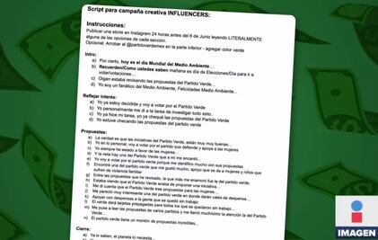 Revelan guión que influencers usaron para promocionar al Partido Verde