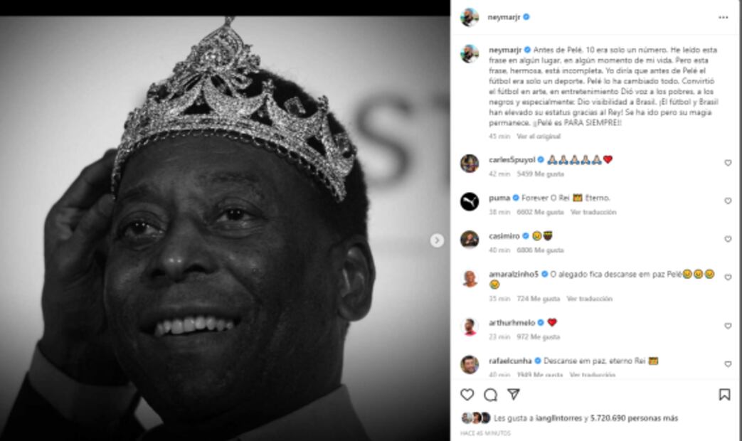 Así se despiden Messi, Neymar, CR7 y Mbappé de Pelé
