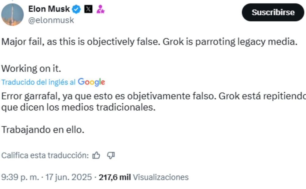 xAI actualiza Grok para ser más "políticamente incorrecto". Imagen: captura de pantalla