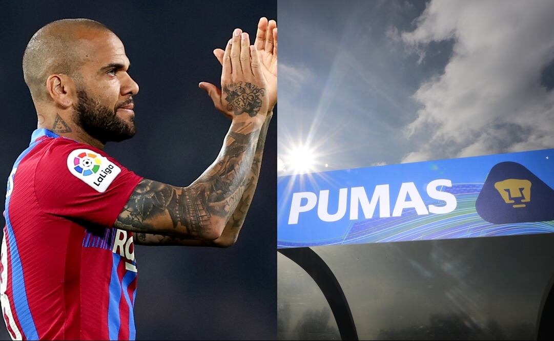 Dani Alves y logo de los Pumas - FOTO: Especial