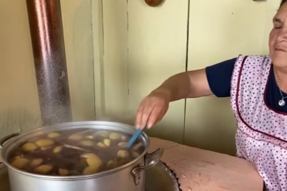 Ponche de frutas tradicional elaborado con manzana, guayaba, tejocote y canela, ideal para las fiestas decembrinas. Foto: Canal de YouTube De mi Rancho a Tu Cocina