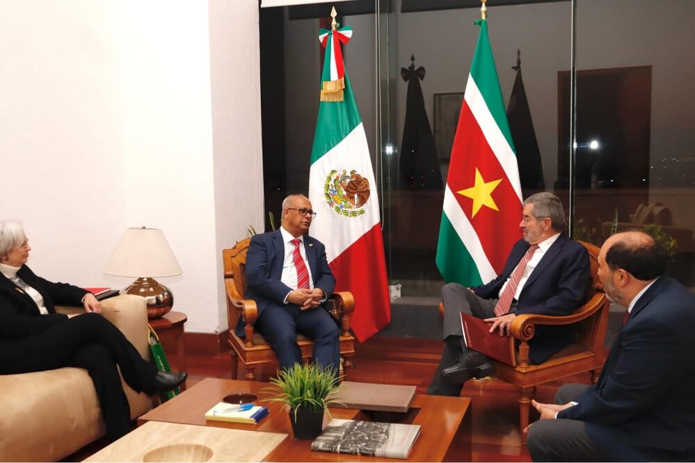 Canciller De la Fuente revisa con ministro de Surinam proyectos. Foto: Especial