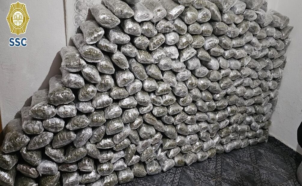 Cateo en Cuajimalpa; hallan media tonelada de marihuana tras detención de dos mujeres. Foto: Especial