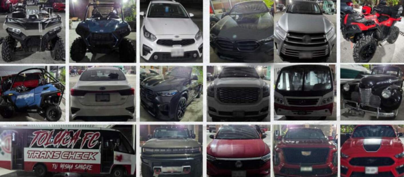 Vehículos asegurados por el Gabinete de Seguridad. Foto: Especial