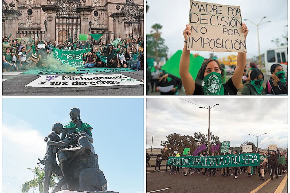 Mujeres de todas las edades marcharon con pancartas y paliacates verdes en estados como Michoacán, Oaxaca, Quintana Roo y BC como parte del “28S” o Día de Acción Global por el acceso al Aborto Legal y Seguro. Foto/Corresponsales de EL UNIVERSAL