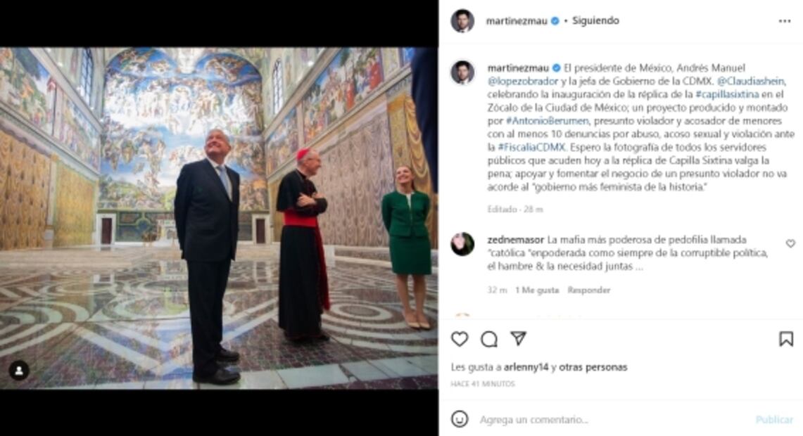 Capilla Sixtina: Mauricio Martínez lamenta que AMLO y Sheinbaum apoyen negocio de Antonio Berumen, "un presunto violador"