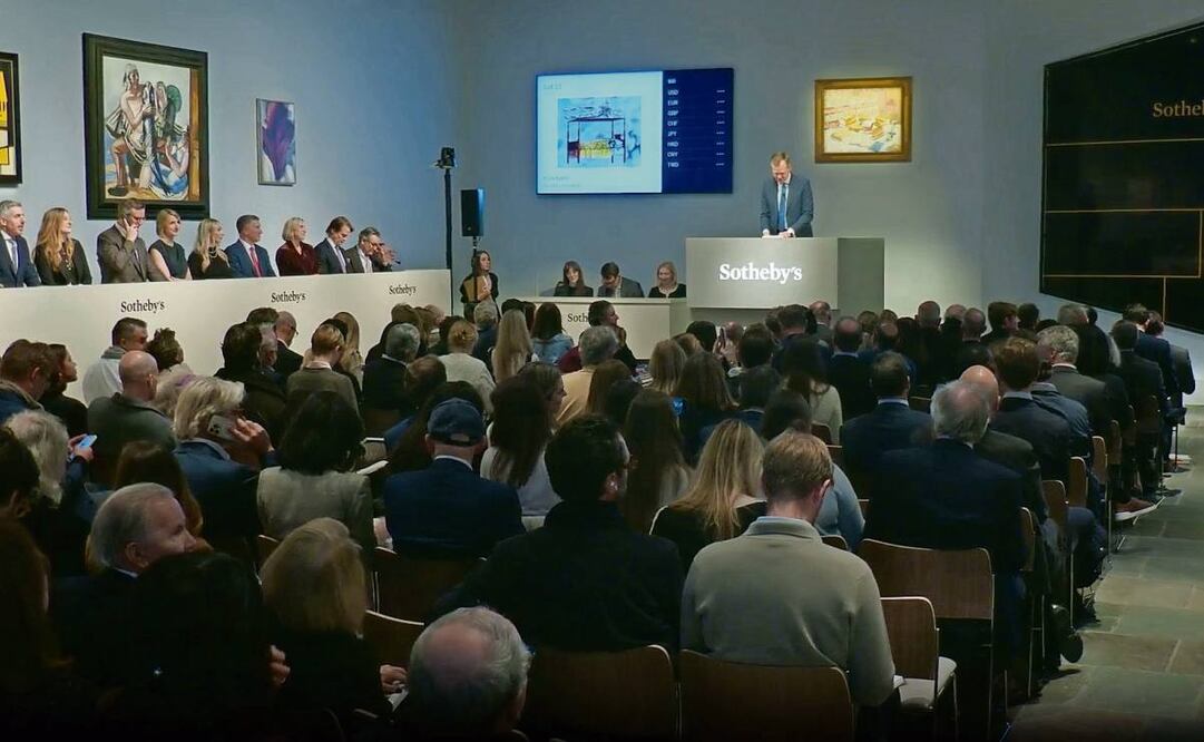 Transmisión de la puja de anoche de El sueño (La cama), una de las obras “más conmovedoras” de Frida Kahlo. Foto: https://www.sothebys.com