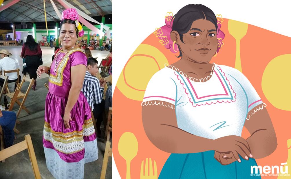 Cocineras tradicionales muxes. Ilustración: Ivan Vargas / El Universal