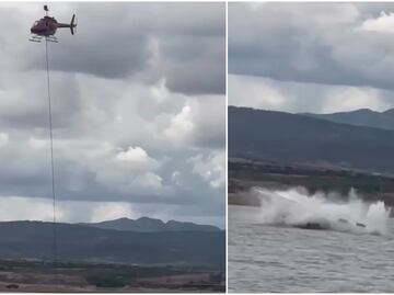 VIDEO: Se desploma helicóptero en Presa Chihuahua; hay dos desaparecidos