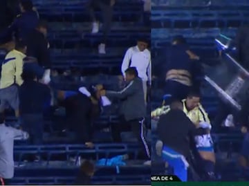 Aficionados de América y Cruz Azul se pelean en la grada al finalizar el partido