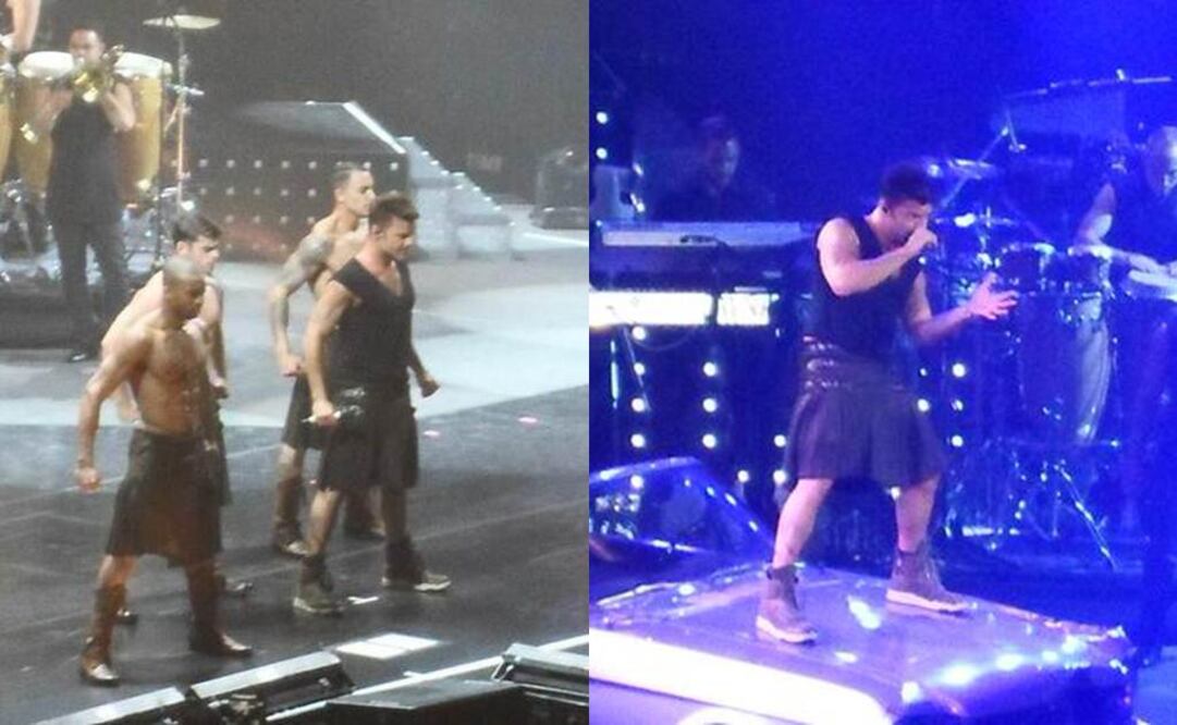 El boricua apareció ataviado con una falda de tablones para cantar "It´s Alright". FOTO: Twitter @vzzmty