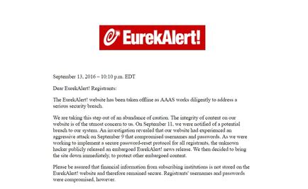La web científica Eurekalert! cerró después de un ciberataque